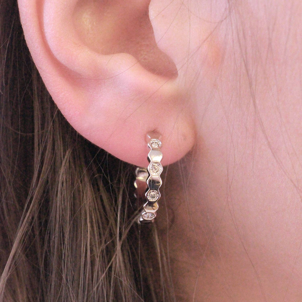 Sparkling hoops earrings - Silver and crystal